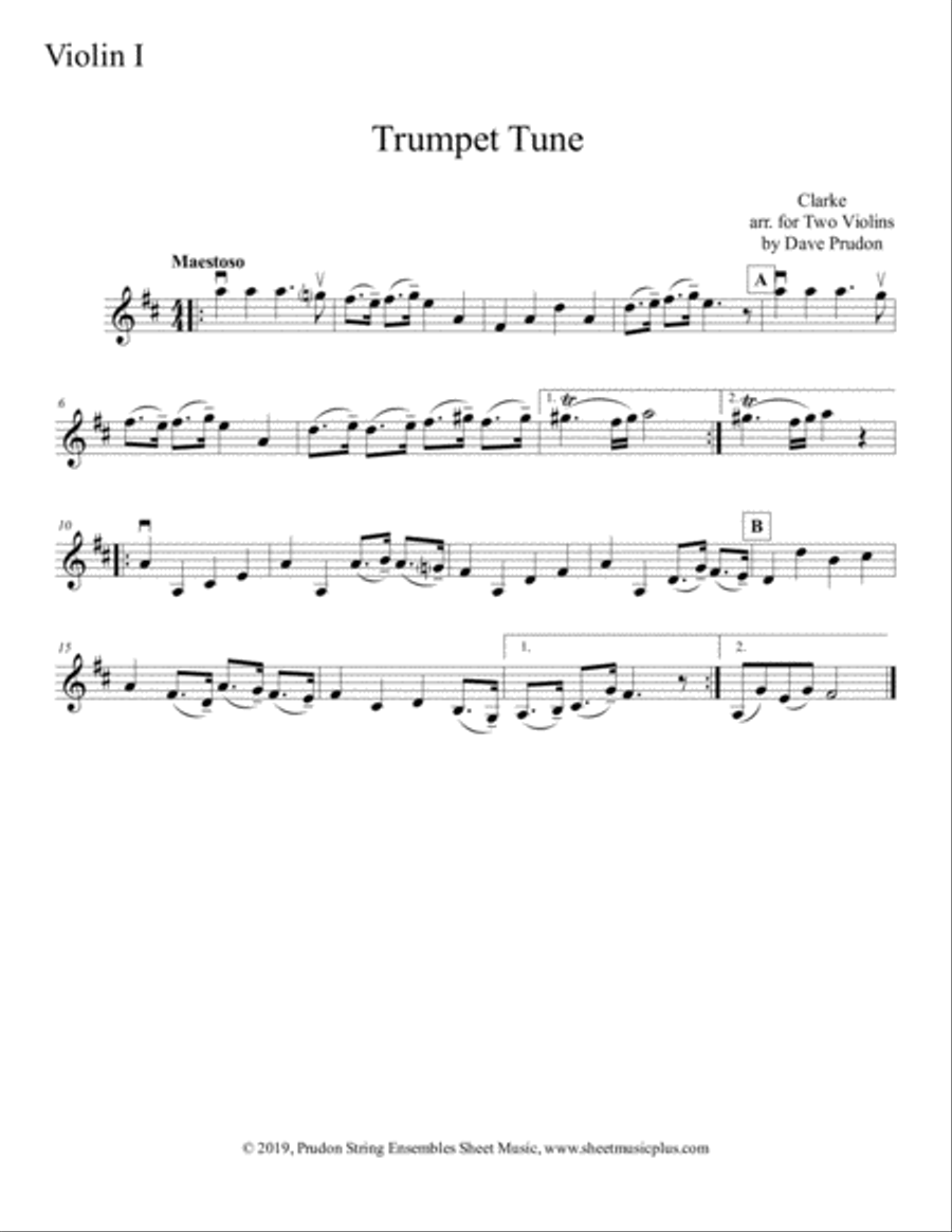 Clarke Trumpet Tune for Two Violins String Duet scores gallery preview page 2