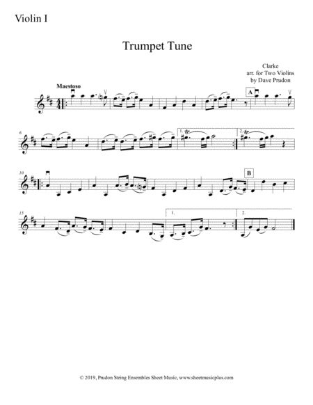 Clarke Trumpet Tune for Two Violins image number null