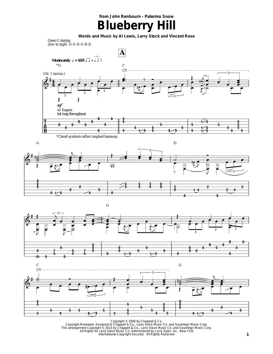Blueberry Hill Guitar Solo scores gallery preview page 1
