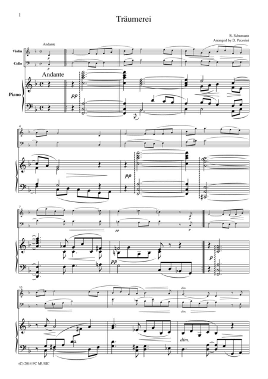 Träumerei, for piano trio, PS301 Piano Trio scores gallery preview page 1