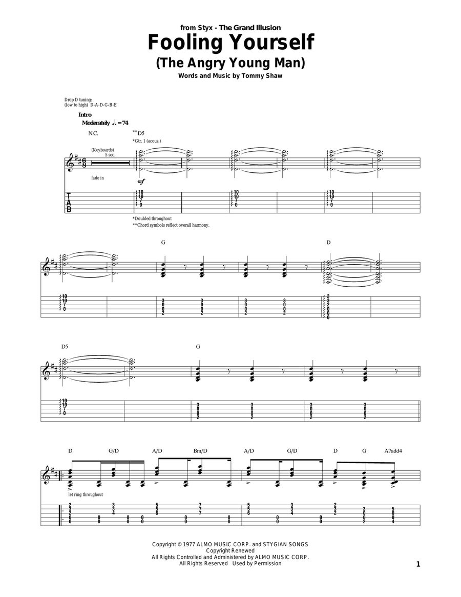 Fooling Yourself (The Angry Young Man) Acoustic Guitar scores gallery preview page 1