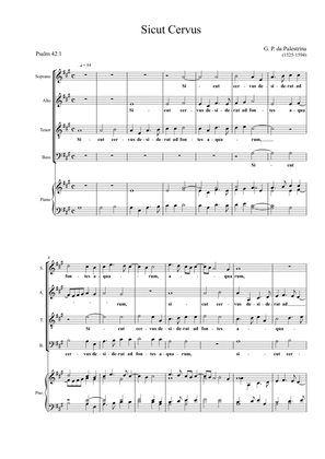 Giovanni Pierluigi da Palestrina - Sicut Cervus (SATB Choir + Piano Reduction)