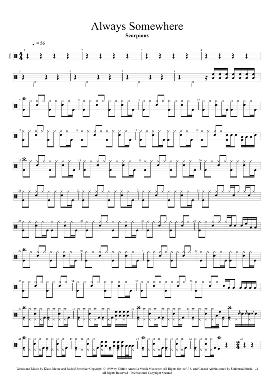 Always Somewhere Drum Set scores gallery preview page 1