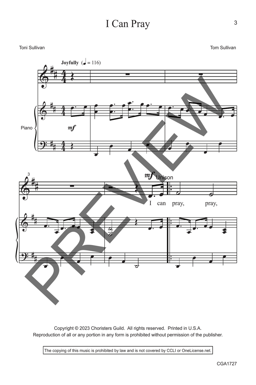 I Can Pray (Unison) Unison Choir scores gallery preview page 2