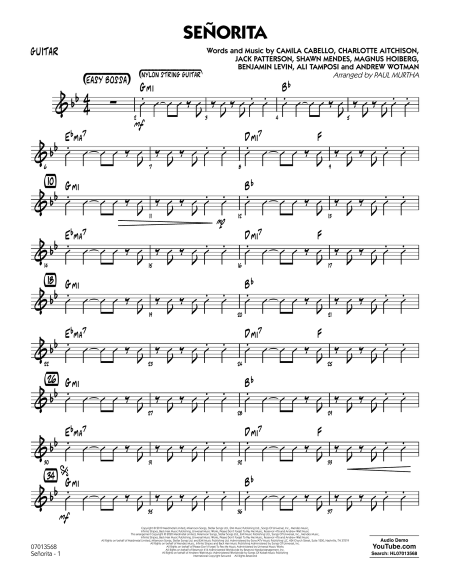 Senorita (arr. Paul Murtha) - Guitar Jazz Ensemble scores gallery preview page 1