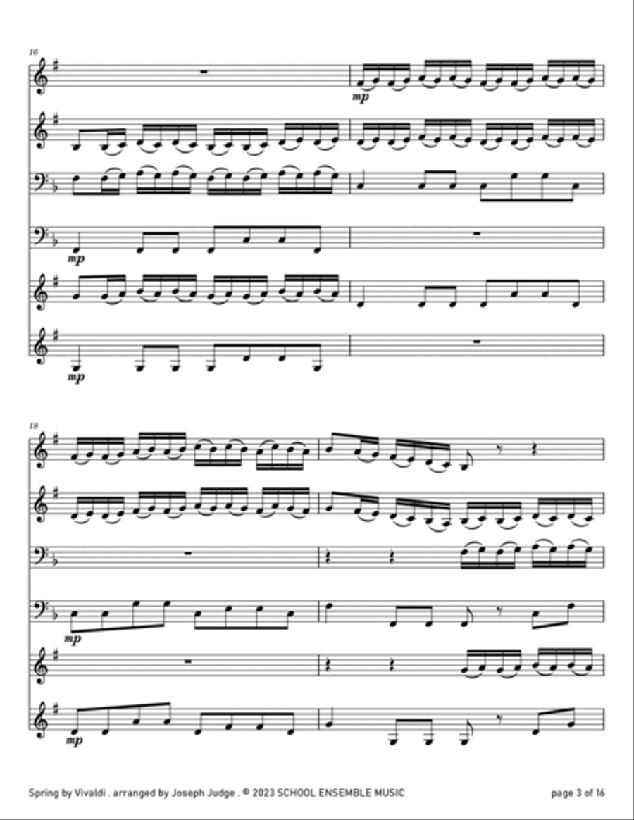 Spring by Vivaldi for Brass Quartet in Schools Brass Quartet scores gallery preview page 3