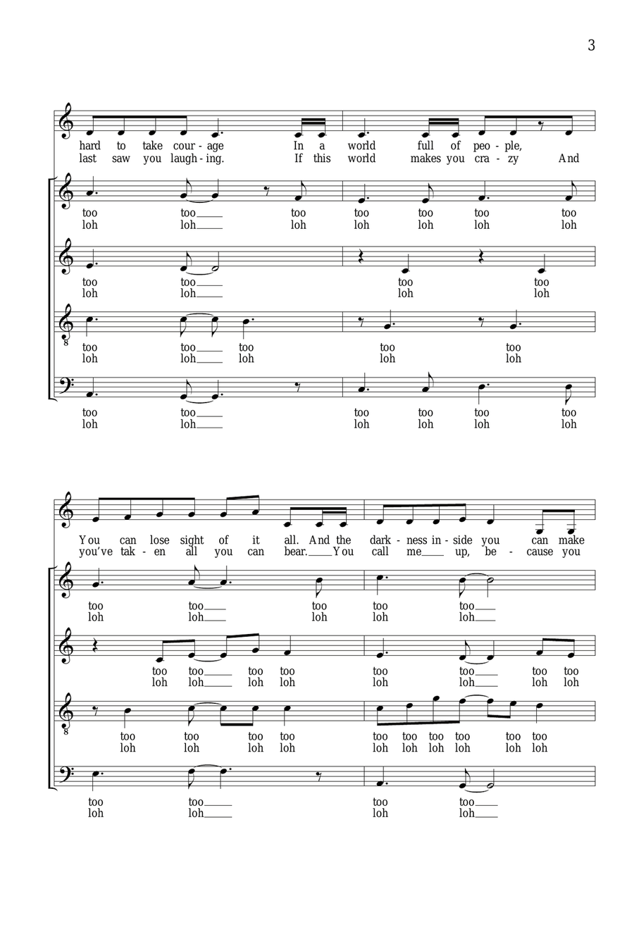 True Colors (arr. Deke Sharon) 4-Part scores gallery preview page 2