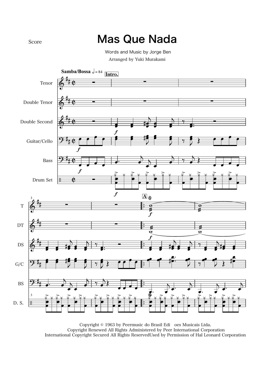 Mas Que Nada Percussion Ensemble scores gallery preview page 2