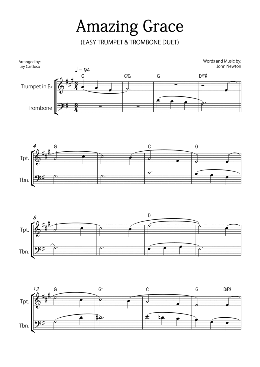 Amazing Grace Brass Duet scores gallery preview page 1