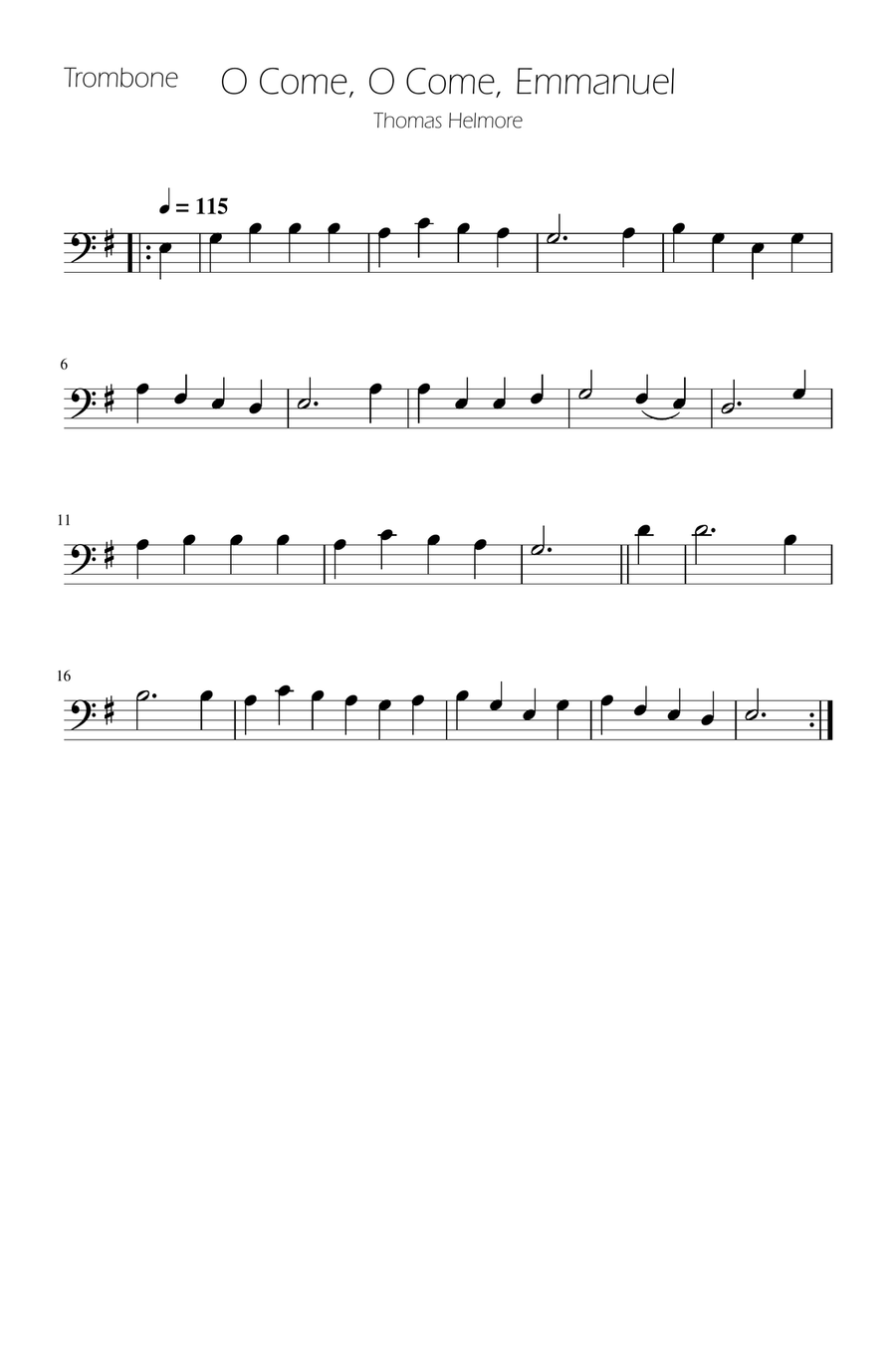 O Come, O Come, Emmanuel - Trombone Solo Trombone Solo scores gallery preview page 1