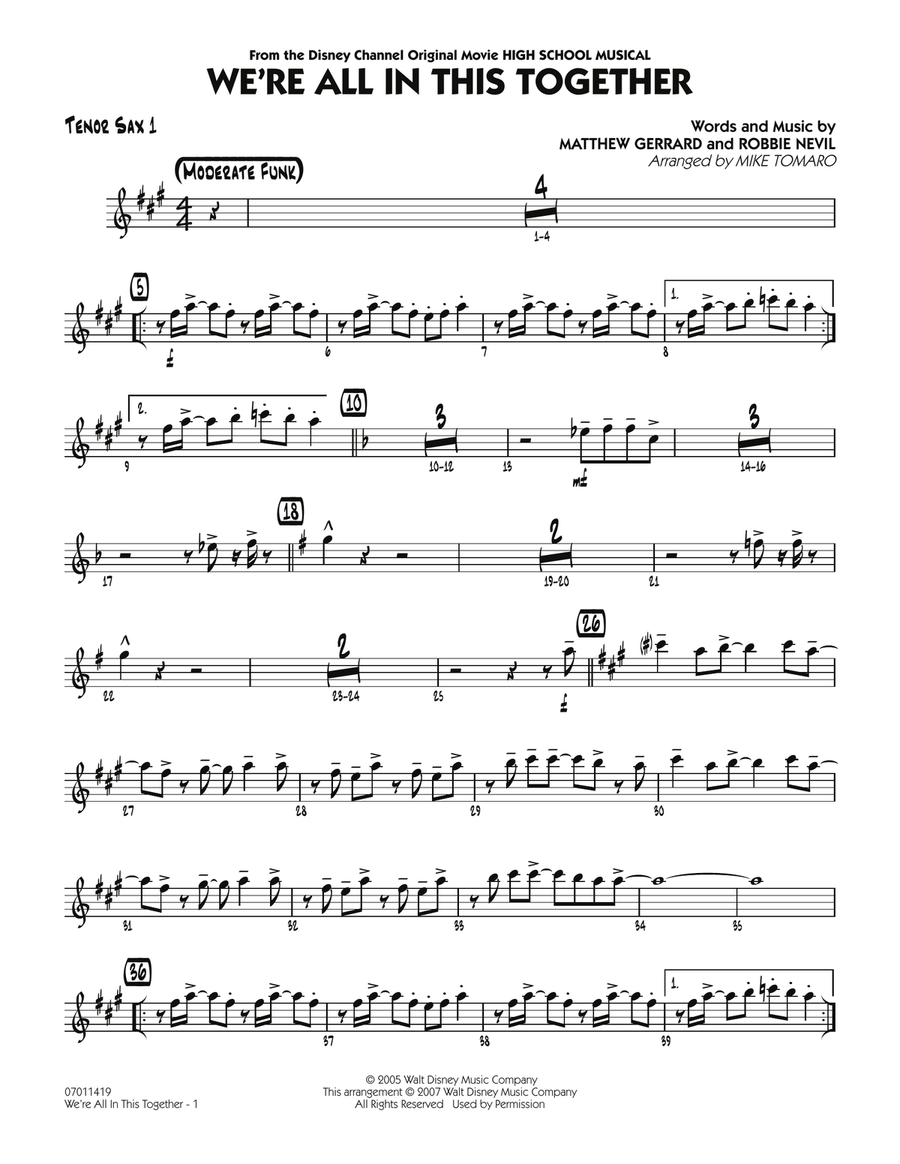 We're All In This Together (from High School Musical) - Tenor Sax 1 Jazz Ensemble scores gallery preview page 1