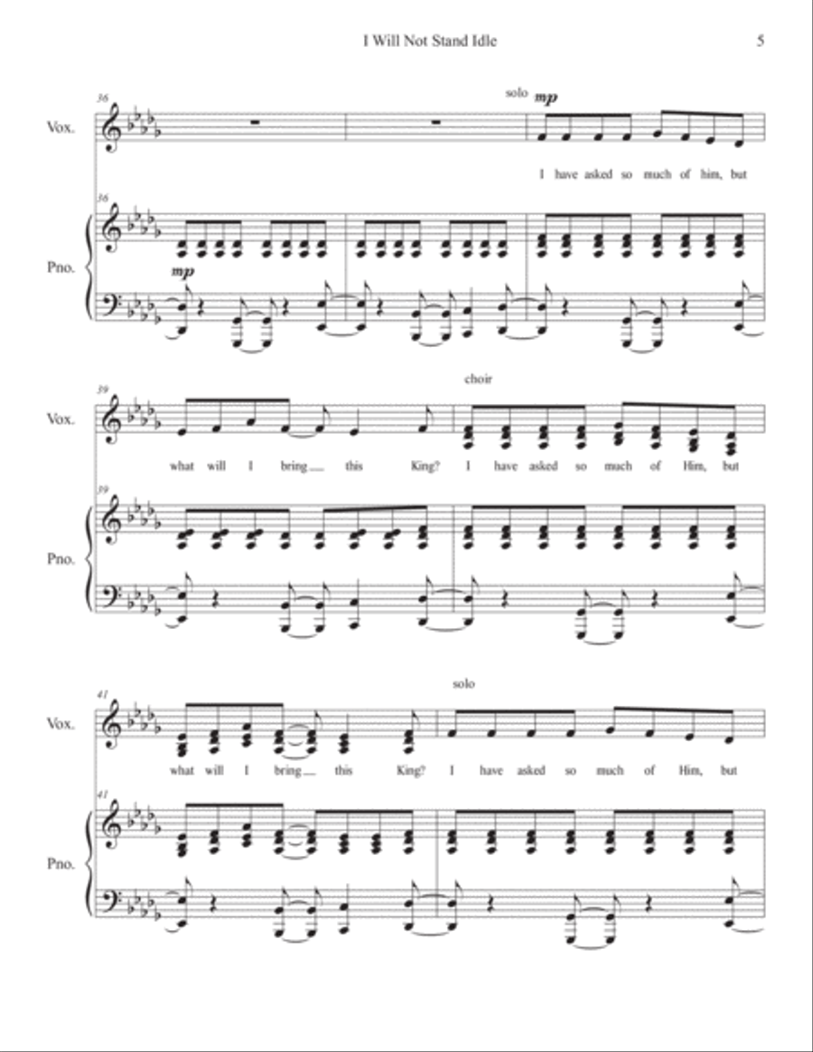 I Will Not Stand Idle (SAT, optional B) 4-Part scores gallery preview page 5