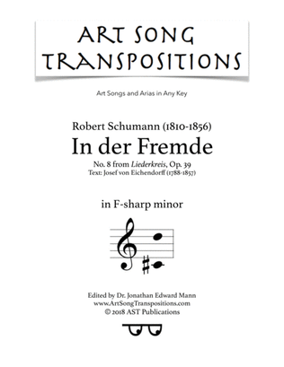 Book cover for SCHUMANN: In der Fremde, Op. 39 no. 8 (transposed to F-sharp minor)