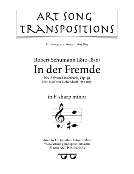 SCHUMANN: In der Fremde, Op. 39 no. 8 (transposed to F-sharp minor)