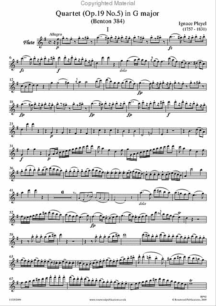 Quartet, Op. 19/5 Flute scores gallery preview page 3