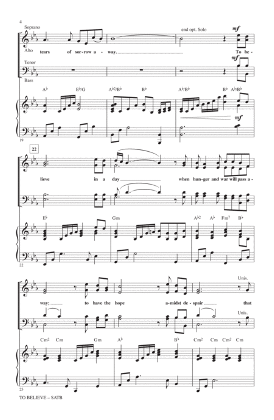To Believe To Believe 4-Part scores gallery preview page 3