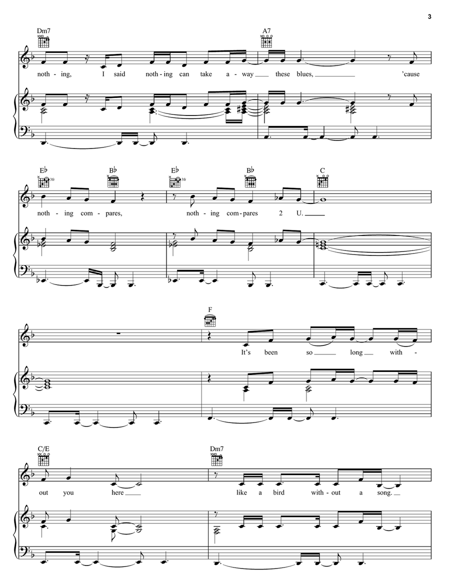 Nothing Compares 2 U Piano, Vocal, Guitar scores gallery preview page 3