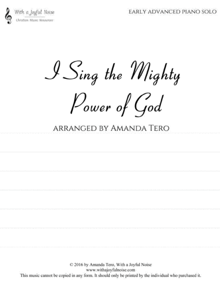 I Sing The Mighty Power Of God Hymn Early Advanced Piano Solo Sheet Music image number null
