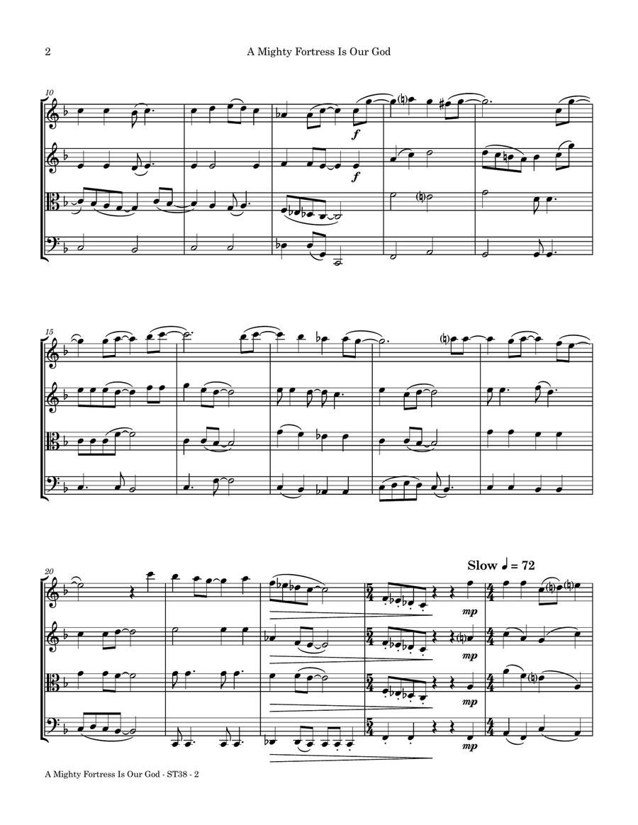 A Mighty Fotress (inspired by the hymn tune EIN' FESTE BURG) String Quartet scores gallery preview page 6