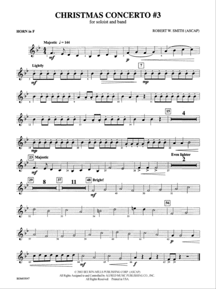 Christmas Concerto #3 (for Soloist and Band): 1st F Horn Concert Band scores gallery preview page 1