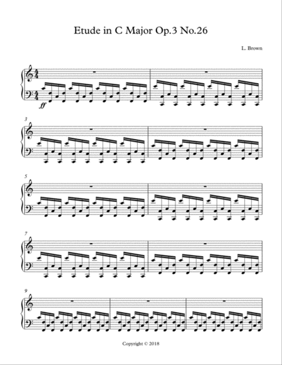 Etude in C Major Op.3 No.26 Piano Method scores gallery preview page 1
