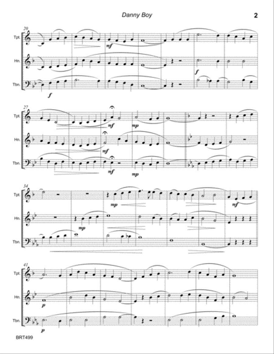 DANNY BOY - BRASS TRIO (unaccompanied) Brass Trio scores gallery preview page 2
