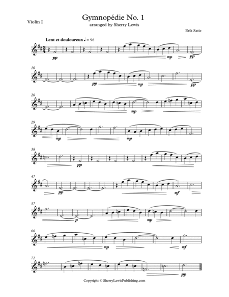 GYMNOPÉDIE NOS.1,2,3 String Trio, Intermediate Level for 2 violins and cello or violin, viola and ce image number null
