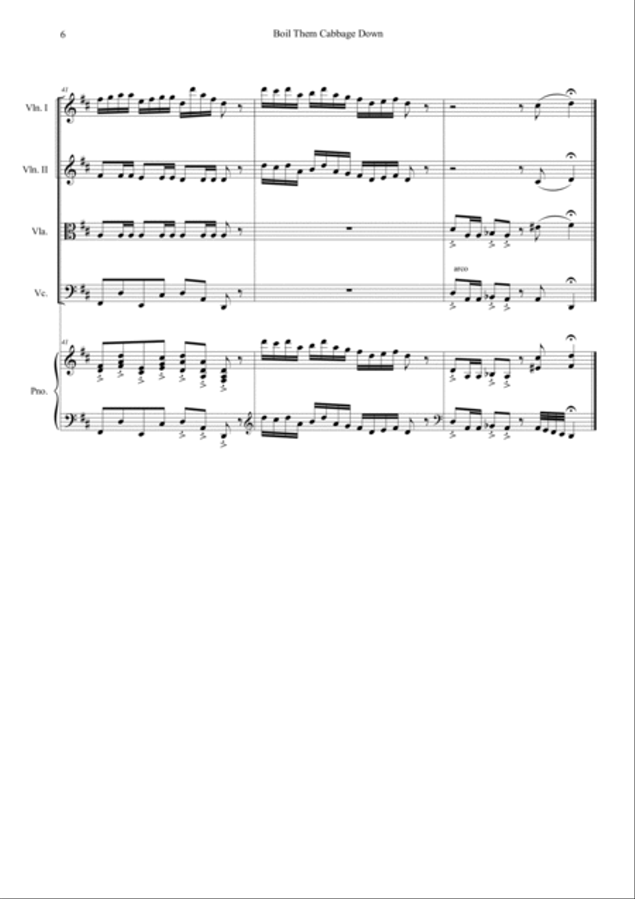 Boil Them Cabbage Down Piano Quintet scores gallery preview page 6