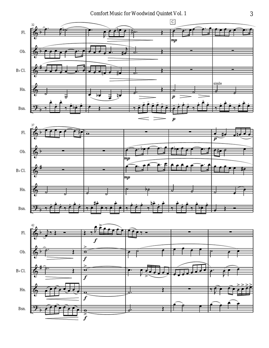 Comfort Music for Woodwind Quintet Vol I Woodwind Quintet scores gallery preview page 3