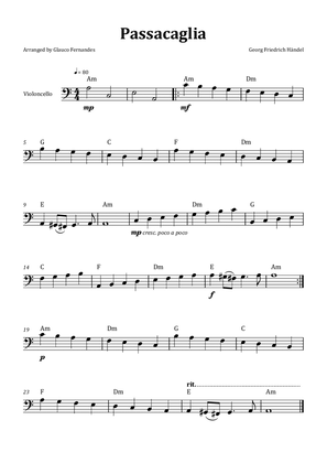 Passacaglia by Handel/Halvorsen - Cello Solo with Chord Notation