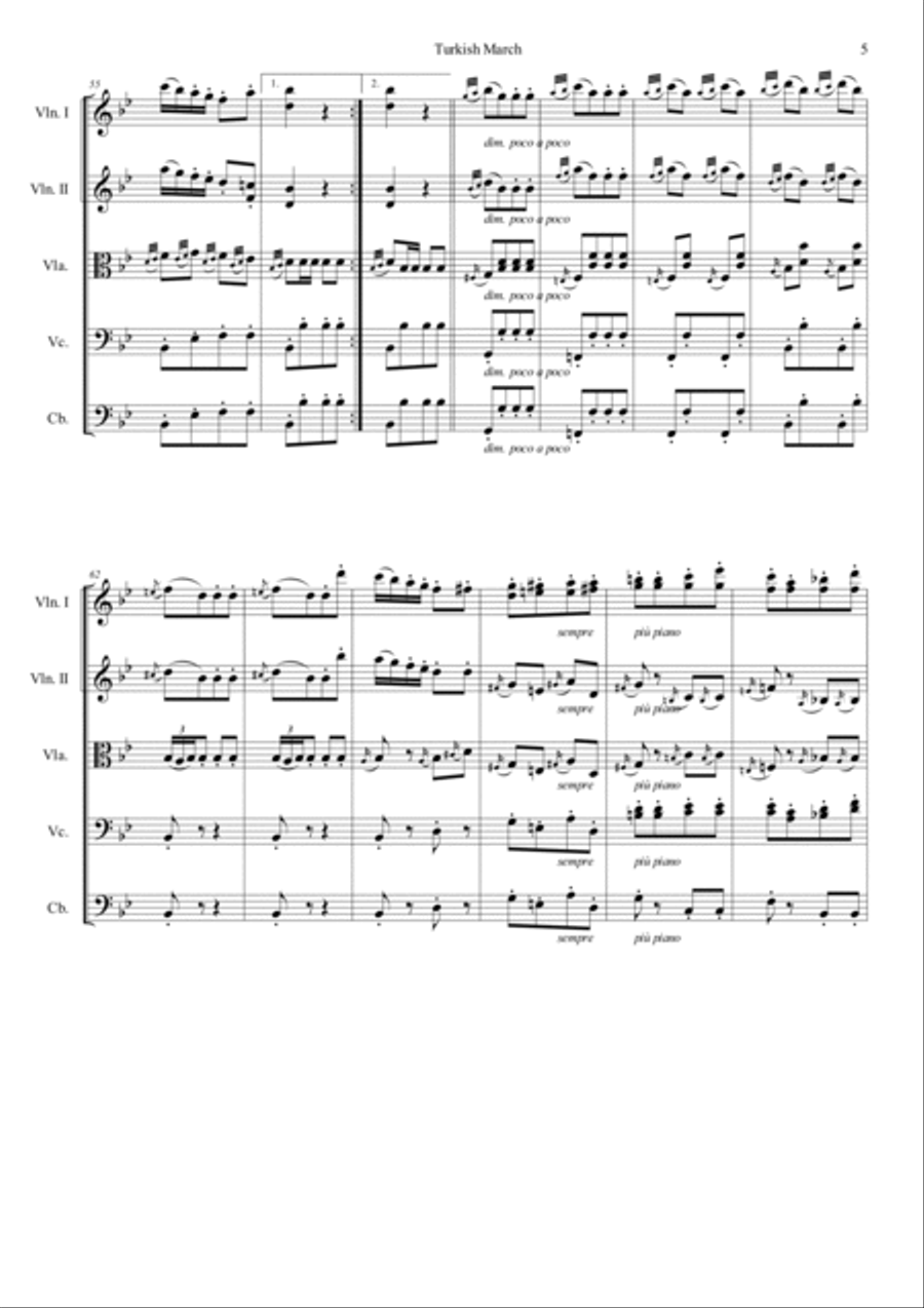 Turkish March String Quartet scores gallery preview page 6