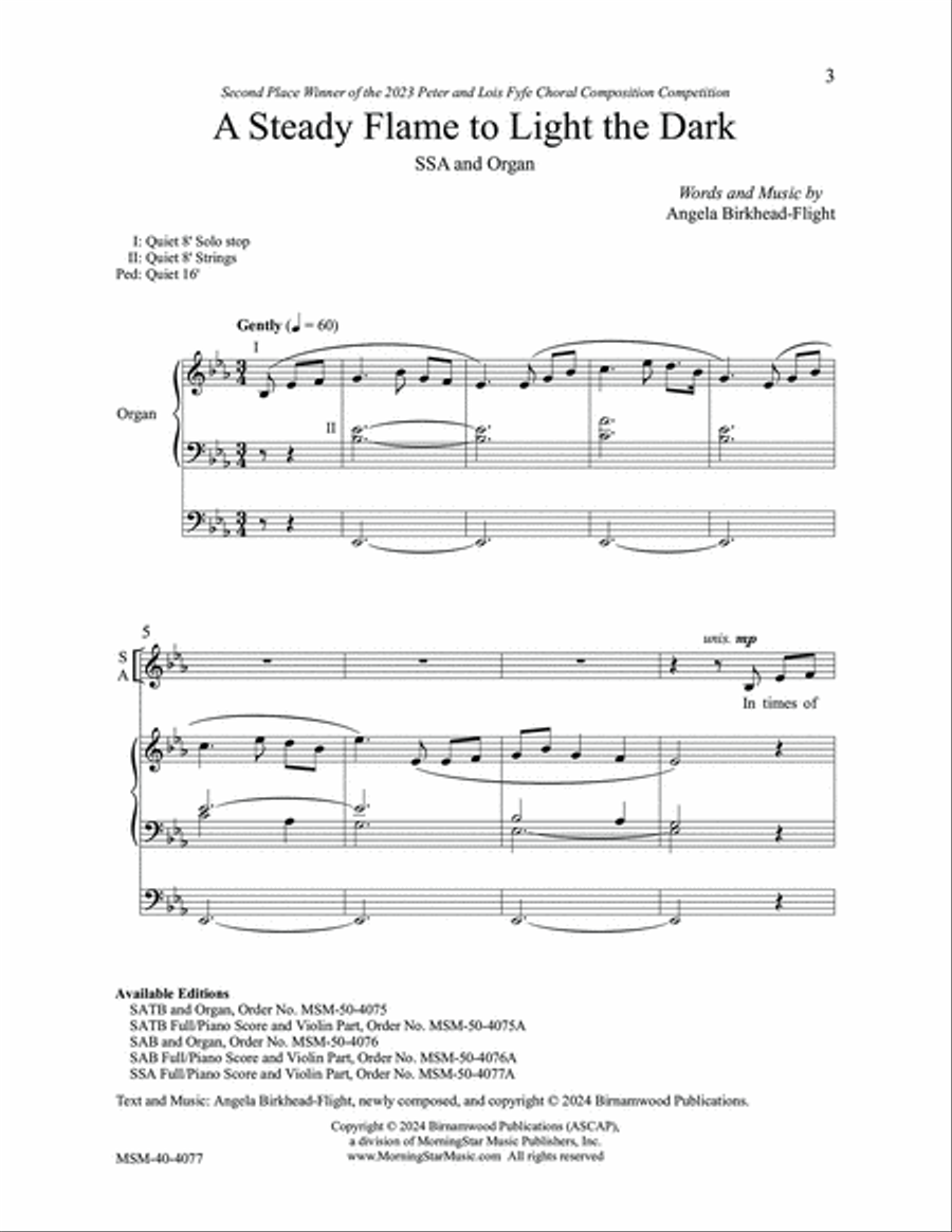 A Steady Flame to Light the Dark (Downloadable Choral Score)