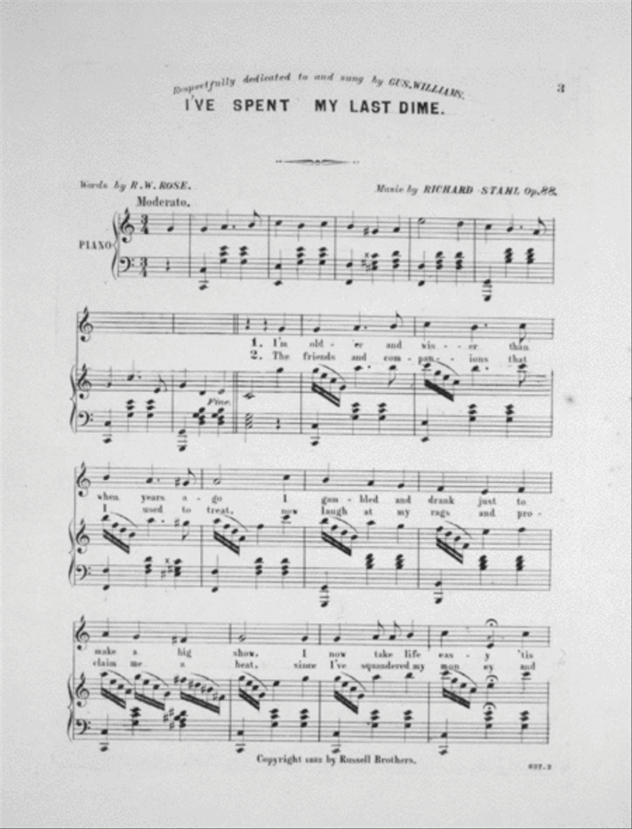 I've Spent My Last Dime. Motto Song Voice scores gallery preview page 2