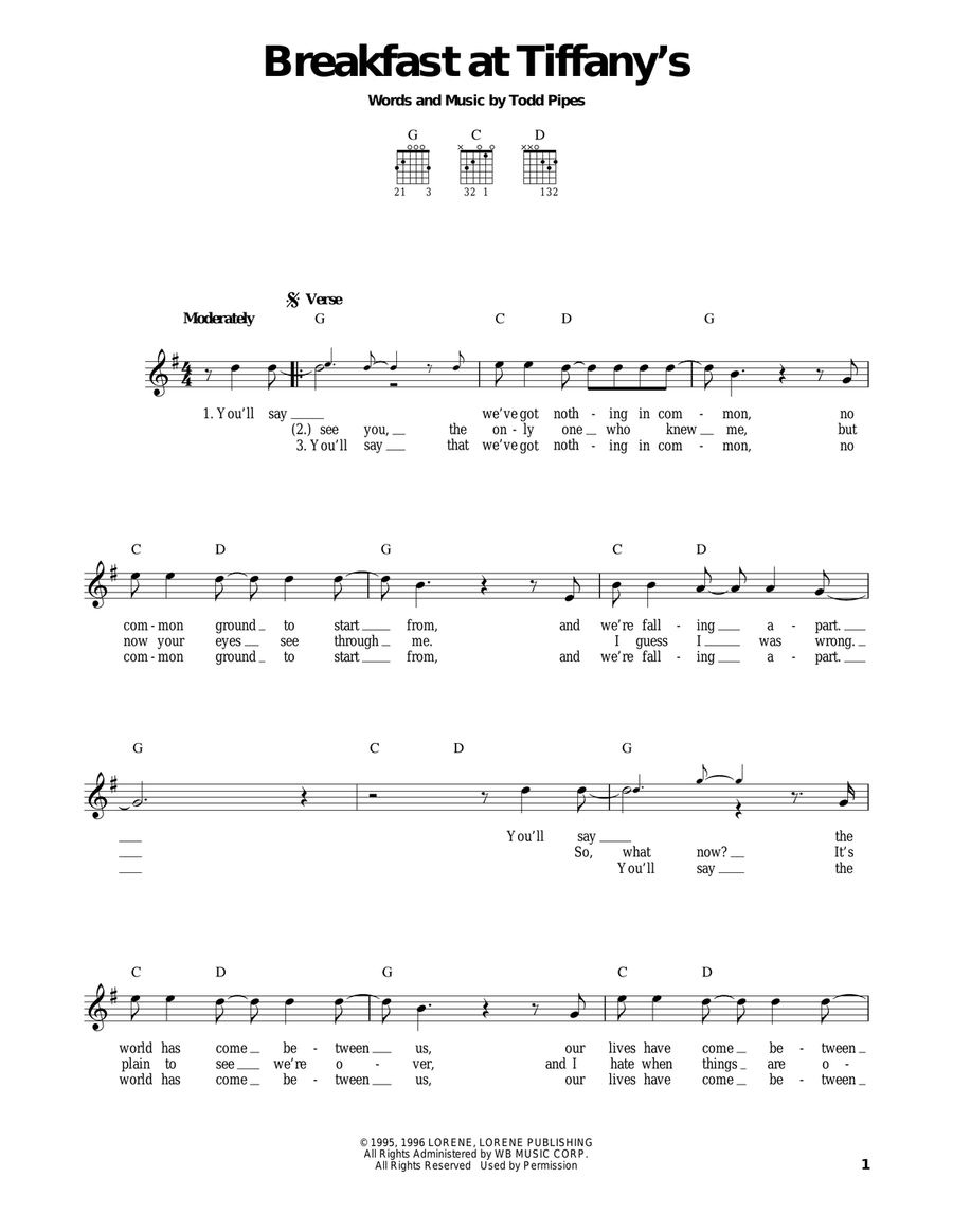 Breakfast At Tiffany's Acoustic Guitar scores gallery preview page 1