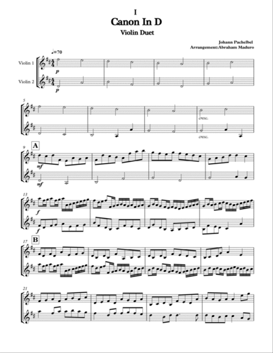 4 Classical Pieces for Violin Duet-Intermediate Level String Duet scores gallery preview page 3