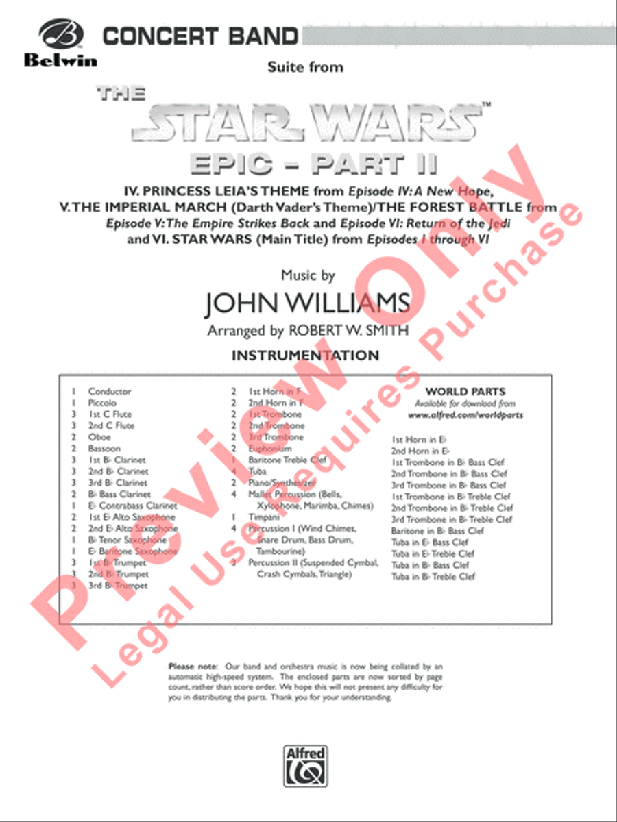 The Star Wars Epic - Part II, Suite from Concert Band scores gallery preview page 2