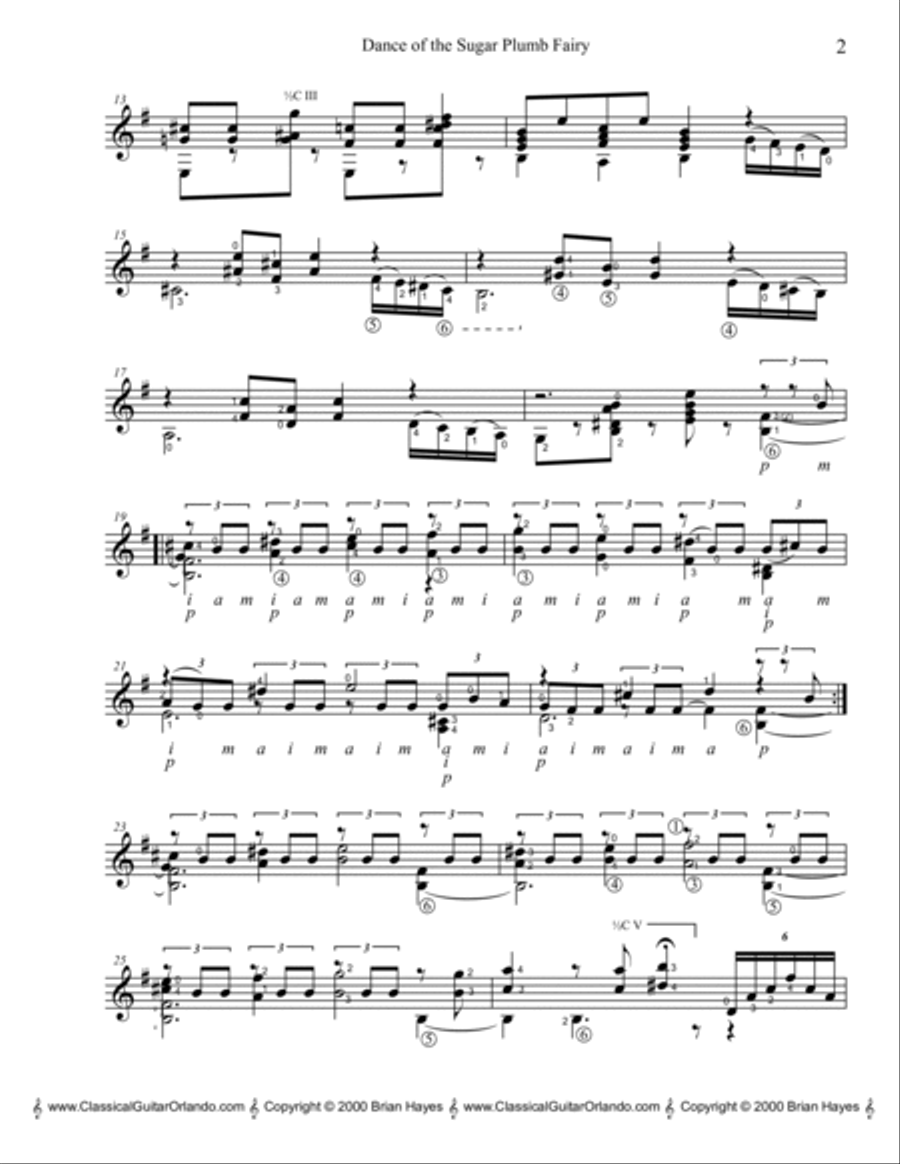 Dance of the Sugar Plum Fairy (Pyotr Ilyich Tchaikovsky) (Standard Notation) Classical Guitar scores gallery preview page 3