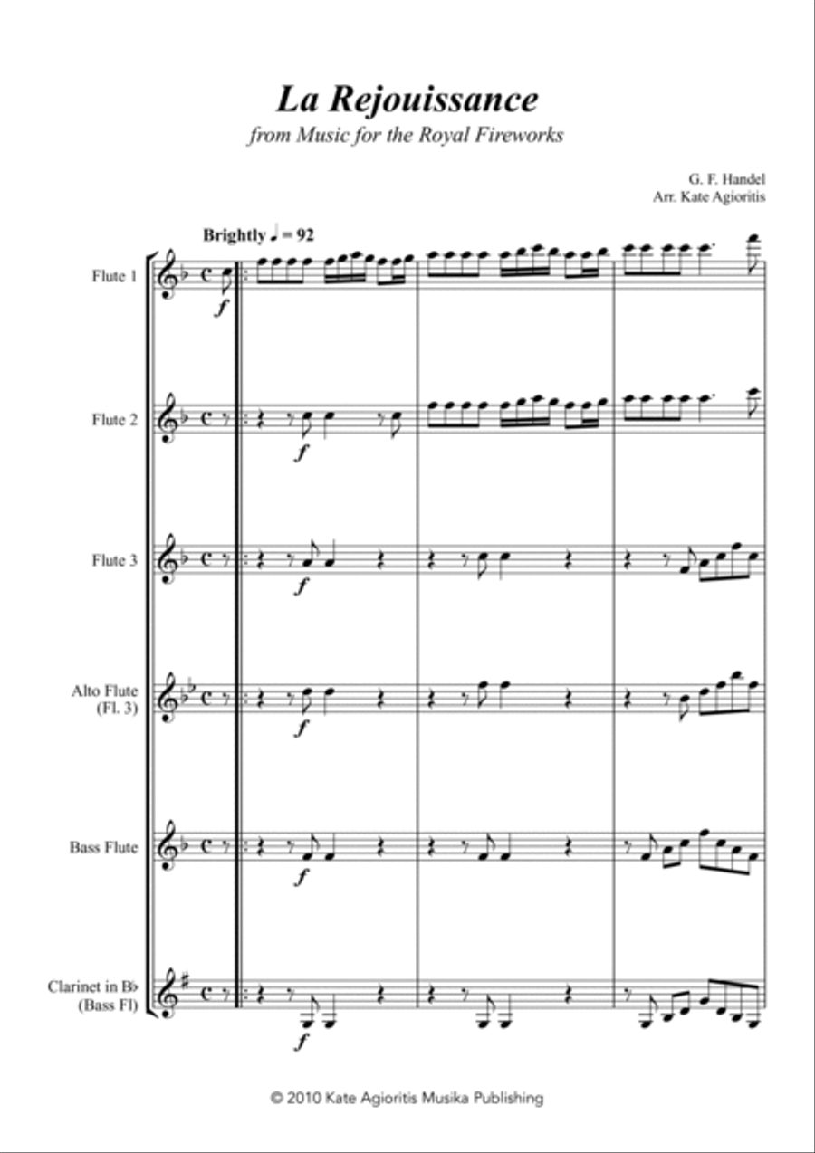 La Rejouissance (from Music for the Royal Fireworks) - Flute Quartet Flute Quartet scores gallery preview page 6
