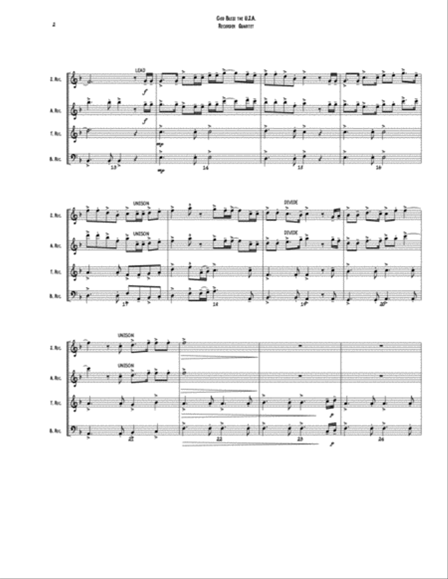 God Bless The U.S.A. Soprano Recorder scores gallery preview page 2