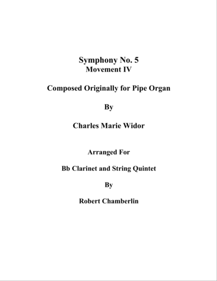 Charles Marie Widor's Symphony No. 5 Movement IV (Instrumental arrangement) Small Ensemble scores gallery preview page 1