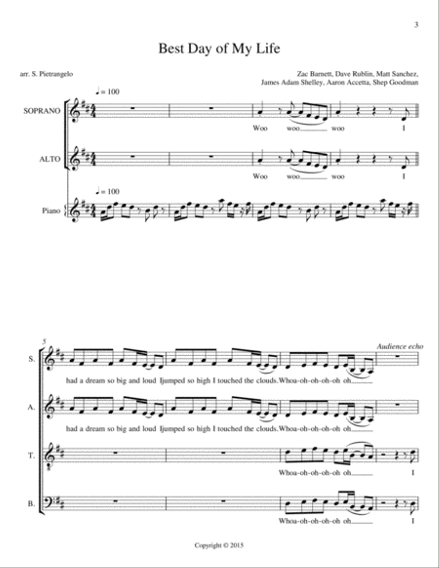 Best Day Of My Life 4-Part scores gallery preview page 1