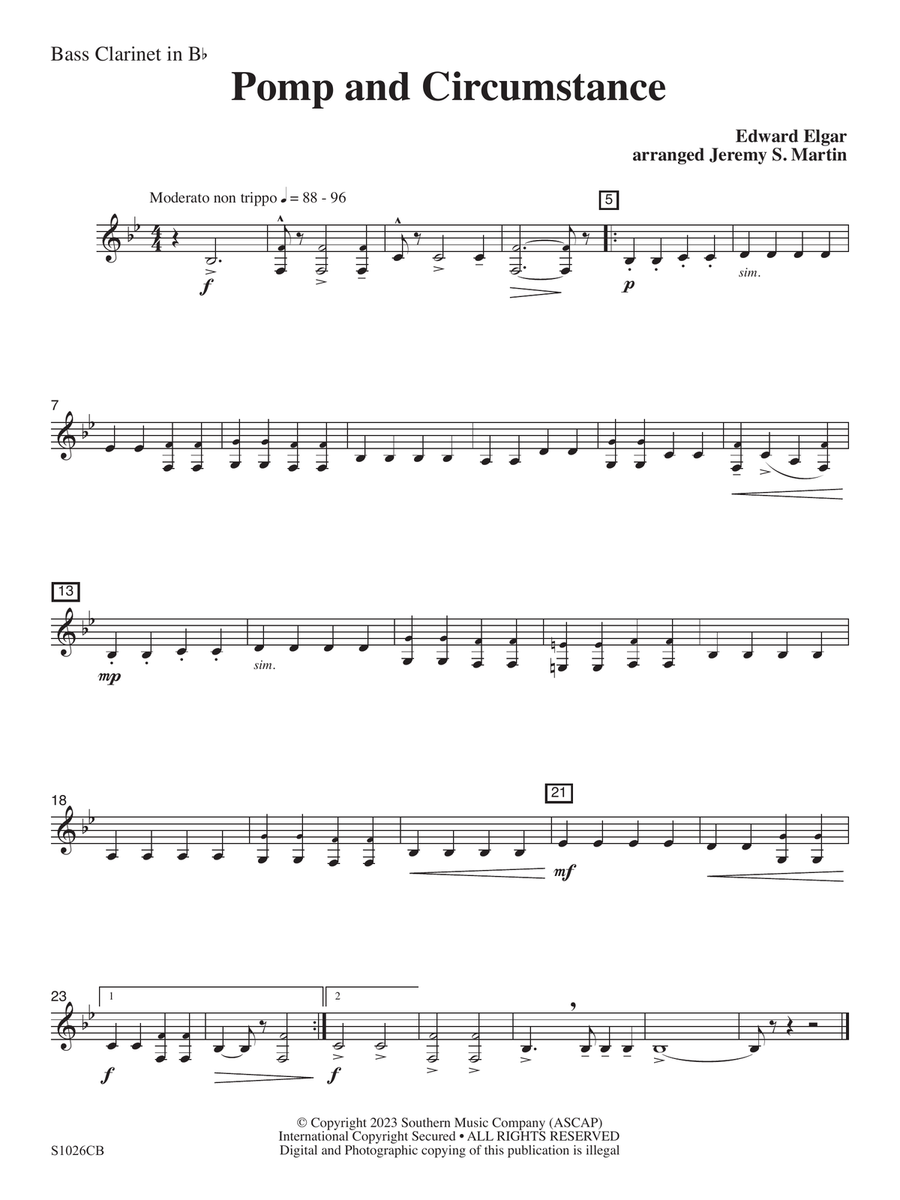 Pomp and Circumstance (Easy) (arr. Jeremy Martin) - Bass Clarinet Concert Band scores gallery preview page 1