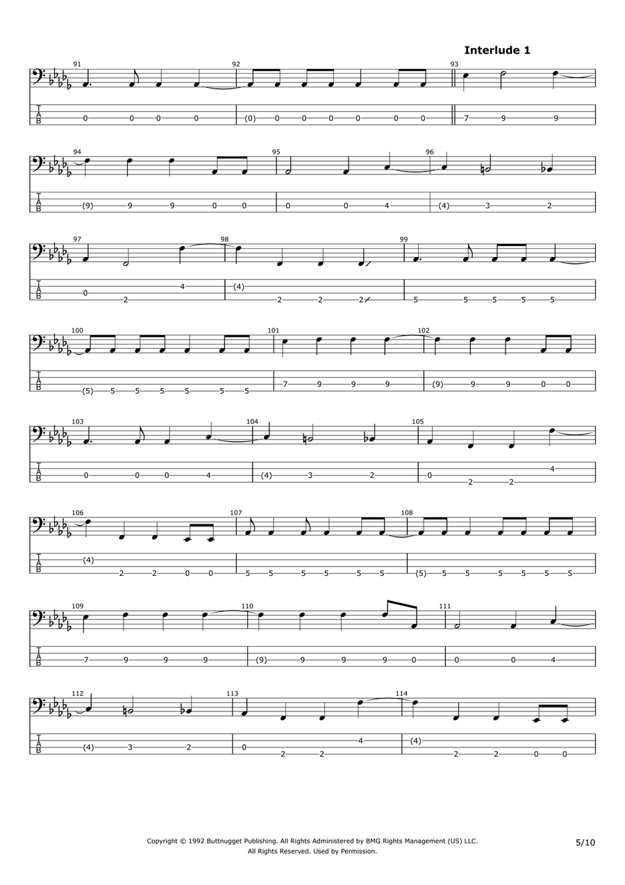 Rooster Bass Guitar Tablature scores gallery preview page 5