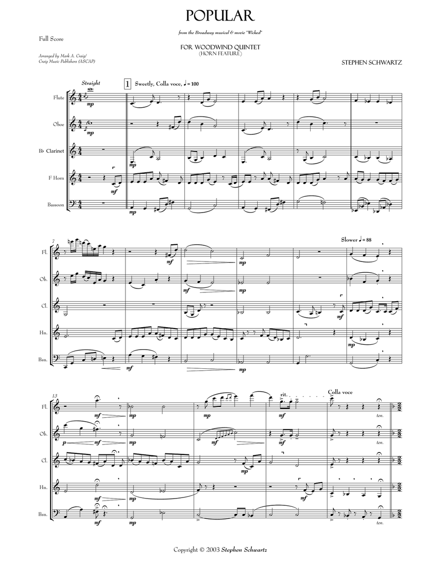 Popular Woodwind Quintet scores gallery preview page 2