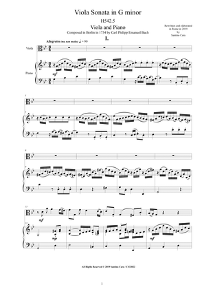 Bach CPE - Viola Sonata in G minor H542.5 for Viola and Piano