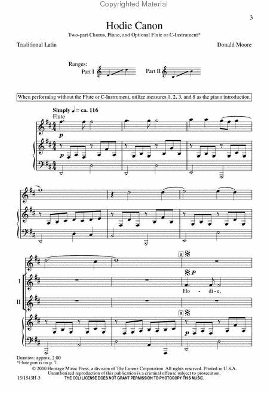 Hodie Canon 2-Part scores gallery preview page 2