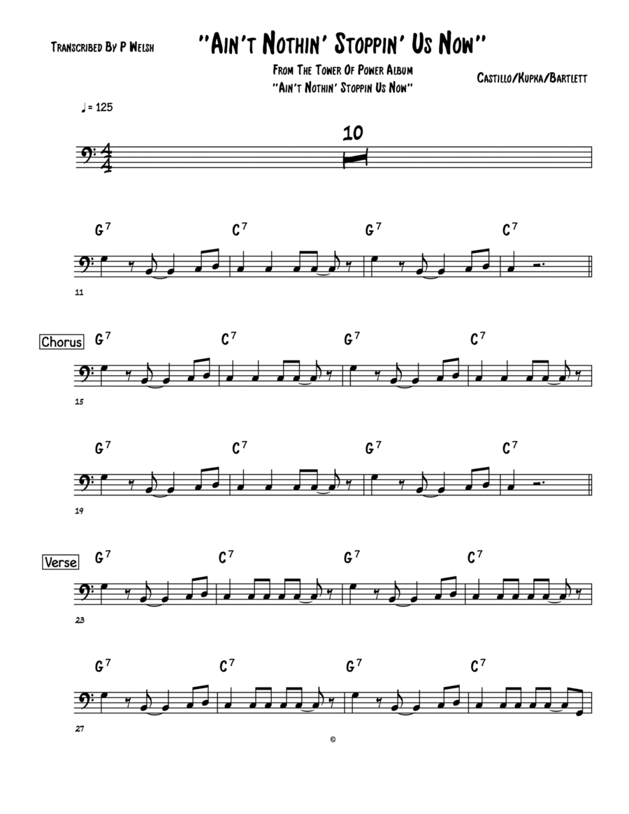 Ain T Nothing Stopping Us Now Bass Guitar scores gallery preview page 1