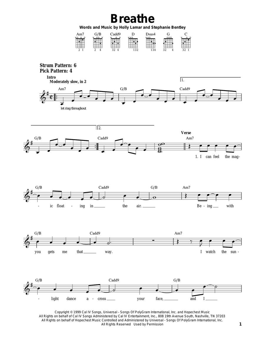 Breathe Acoustic Guitar scores gallery preview page 1