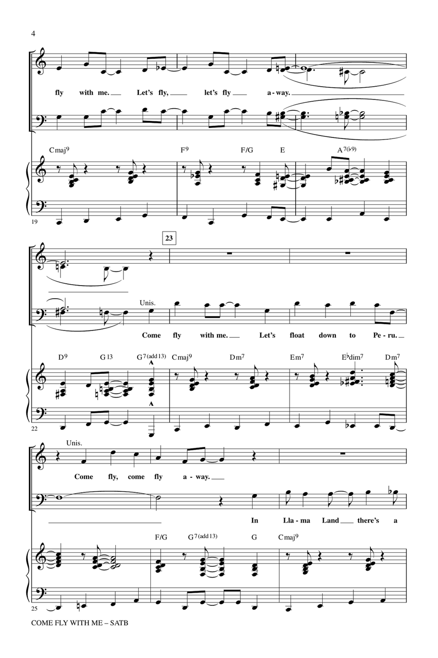 Come Fly With Me (arr. Mac Huff) 4-Part scores gallery preview page 3