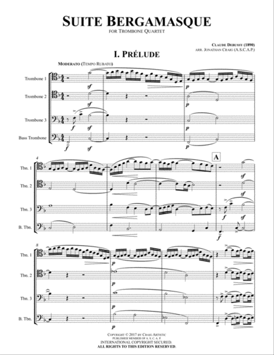 Prelude from Suite Bergamasque Brass Ensemble scores gallery preview page 1